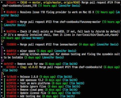 Example of git graph in action.